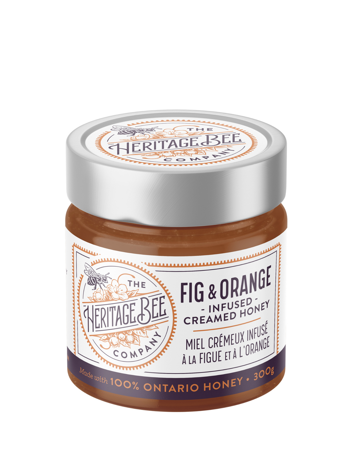 Fig and Orange Creamed Honey made in Canada with pure Ontario Wildflower honey