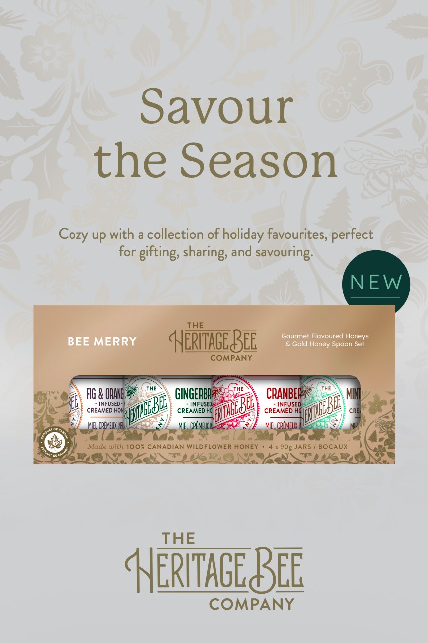 BEE MERRY Gourmet Honey Gift Set & Gold Honey Spoon