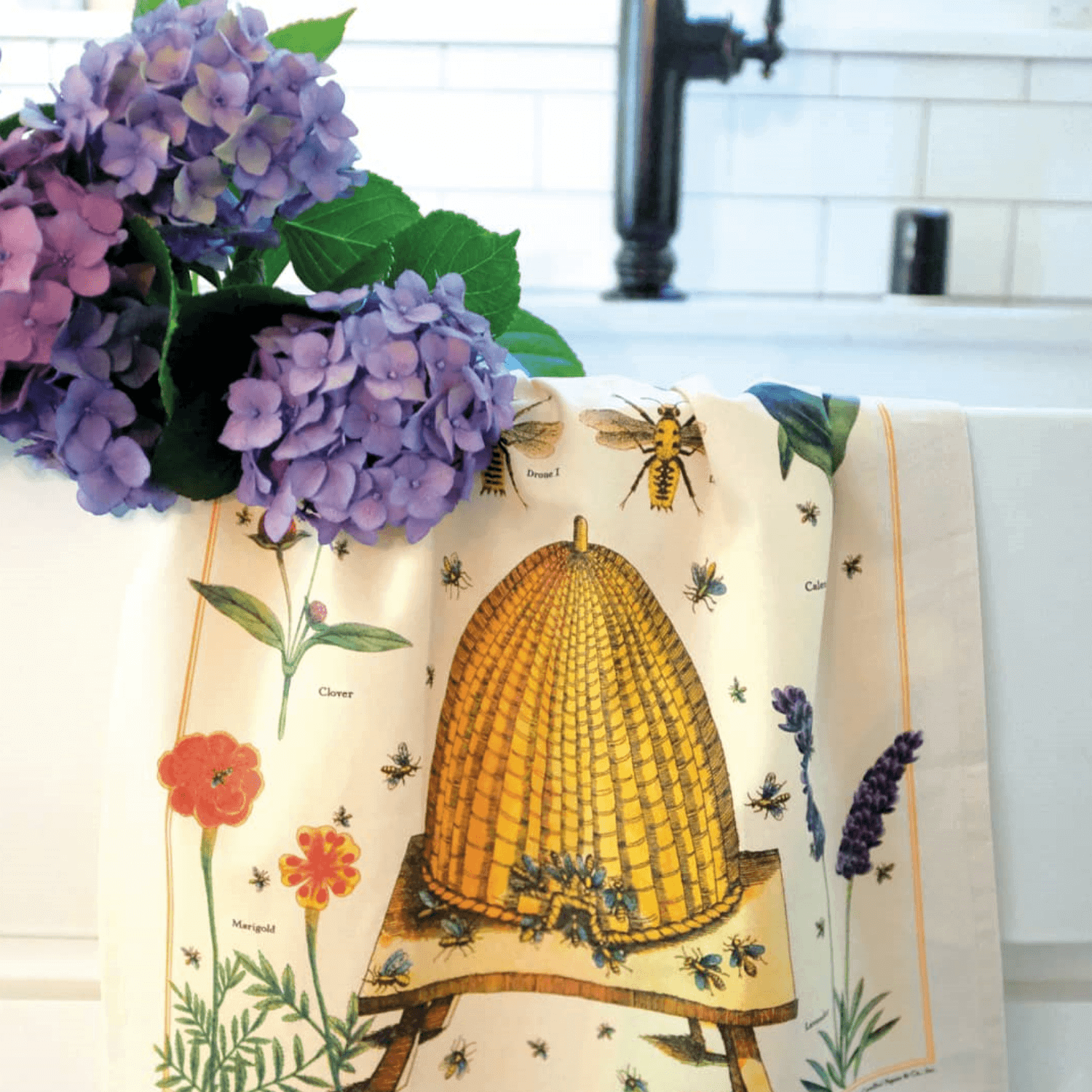 Tea Towel -  Vintage Bees & Honey - Heritage Bee Co.