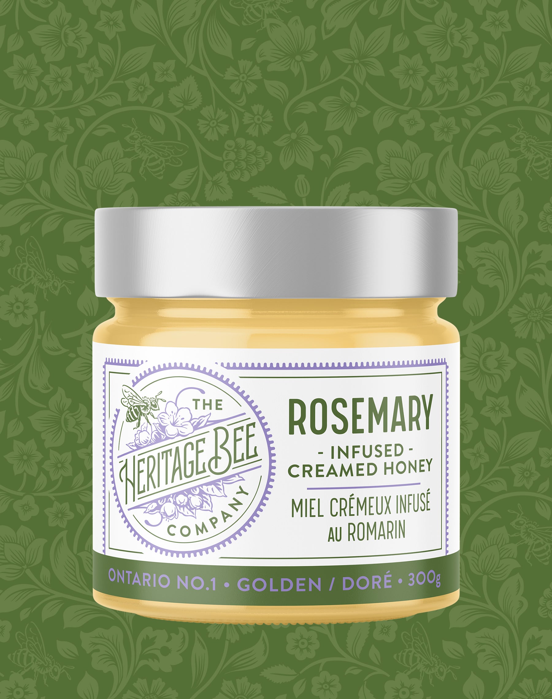 Premium Ontario wildflower creamed honey infused with hand-ground organic rosemary. Handcrafted locally by Heritage Bee Co. Perfect for charcuterie or to glaze chicken, lamb, pork, turkey and roasted vegetables. 