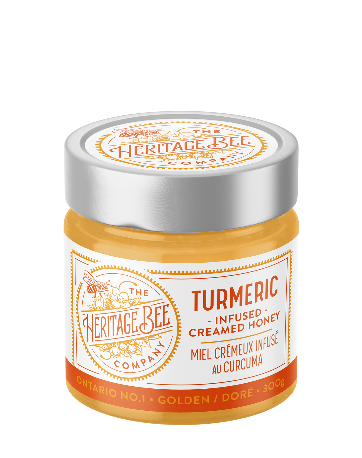 Heritage Bee Co's 100% Ontario creamed wildflower honey infused with certified organic turmeric. Handcrafted by our beekeepers with a splash of black pepper oil to support the absorption of curcumin, the main active ingredient in turmeric.